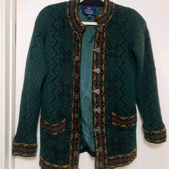 WindFjord Wool Cardigan Jacket Green - Picture 1 of 7